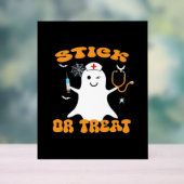Stick or Treat Nurse Funny Halloween Kostuum Essen Acryl Bord (Neutraal)