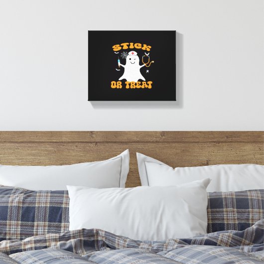 Stick or Treat Nurse Funny Halloween Kostuum Essen Canvas Afdruk (Insitu (Slaapkamer))
