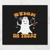 Stick or Treat Nurse Funny Halloween Kostuum Essen Sparkling Wijnetiket (Enkel label)