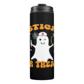 Stick or Treat Nurse Funny Halloween Kostuum Essen Thermosbeker (Voorkant)