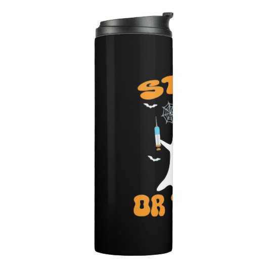 Stick or Treat Nurse Funny Halloween Kostuum Essen Thermosbeker (Gedraaid links)