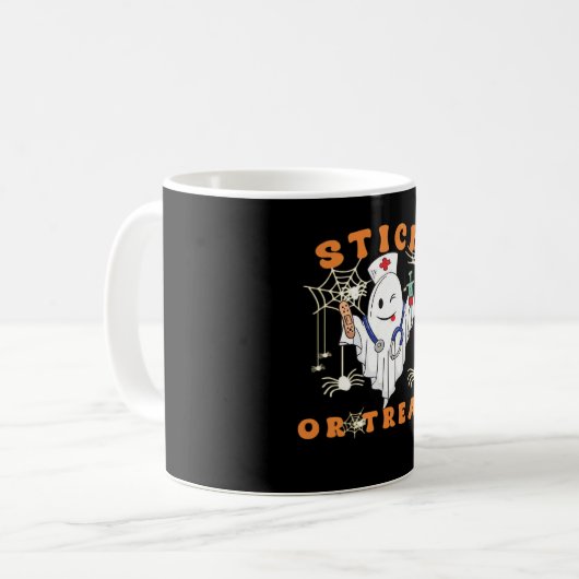 Stick or Treat Nurse Spooky Nurse Costume Funny Ha Koffiemok (Voorkant links)