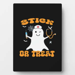 Stick or Treat Verpleegster Grappig Halloween Kost Fotoplaat