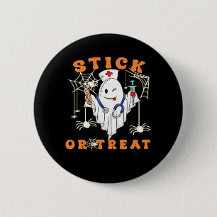 Stick or Treat Verpleegster Spooky Verpleegster Ko Ronde Button 5,7 Cm