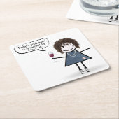 Stick Party Girl in Sneakers met wijn Kartonnen Onderzetters (Schuin)