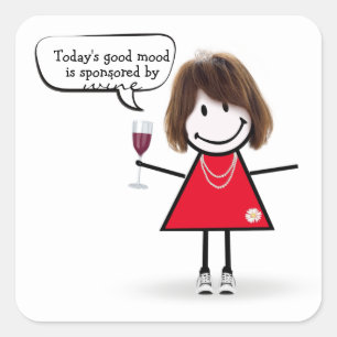 Stick Party Girl in Sneakers met wijn Vierkante Sticker