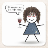 Stick Party Girl met Red Wine en Quote Kartonnen Onderzetters (Voorkant)