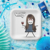 Stick Party Girl met rode wijn Papieren Bordje (Feest)