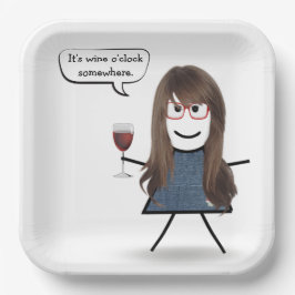 Stick Party Girl met rode wijn Papieren Bordje