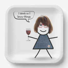 Stick Party Girl met rode wijn Papieren Bordje