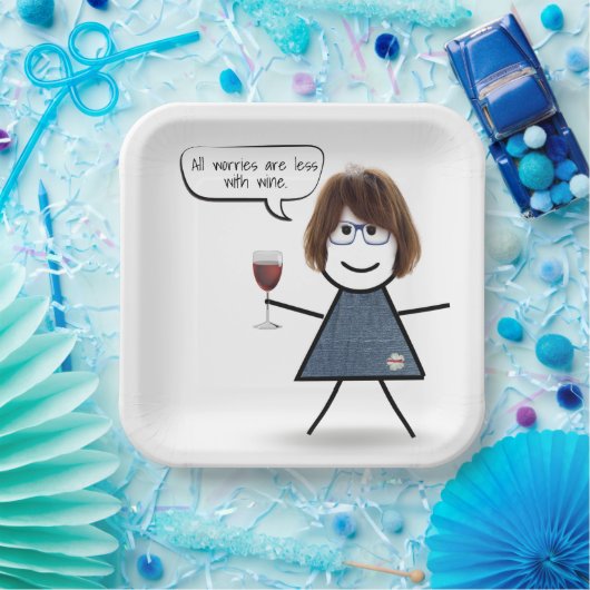 Stick Party Girl met windenergie Papieren Bordje (Feest)