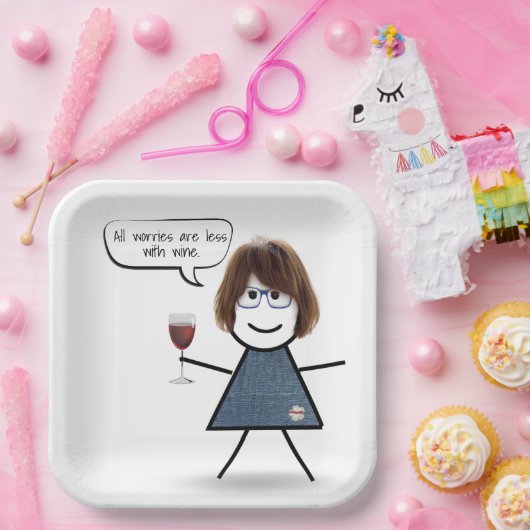 Stick Party Girl met windenergie Papieren Bordje (Feest)