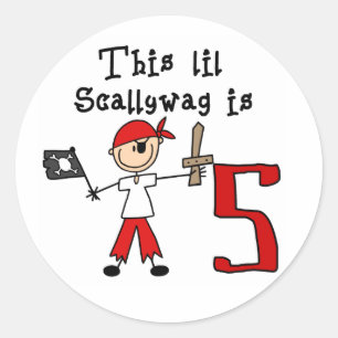 Stick Pirate 5e verjaardag Ronde Sticker