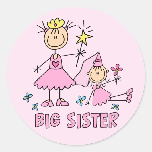 Stick Princess Duo Big Sister Ronde Sticker (Voorkant)