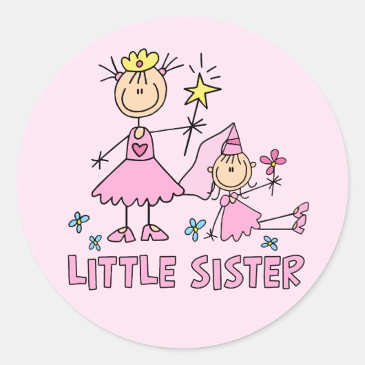 Stick Princess Duo Little Sister Ronde Sticker (Voorkant)