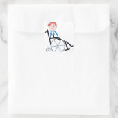 Stick Rolstoel Kind Vierkante Sticker (Tas)