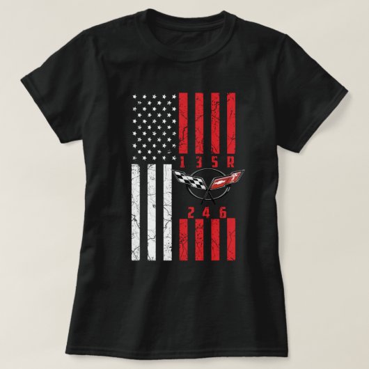 Stick Shift American Flag chevrolet corvette 6 Gea T-shirt (Design voorkant)