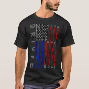 Stick Shift American Flag Muscar Si Speed Gear T-shirt