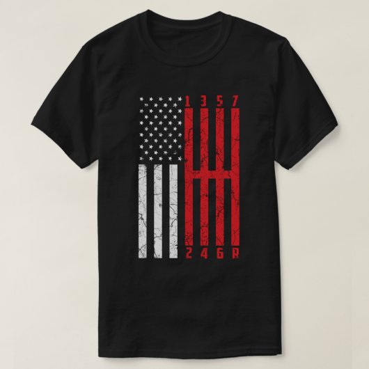 Stick Shift American Flag racing corvette 6 Gears T-shirt (Design voorkant)