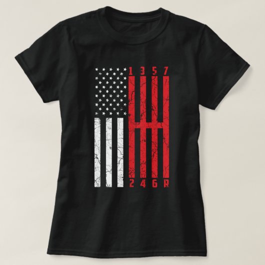 Stick Shift American Flag racing corvette 6 Gears T-shirt (Design voorkant)