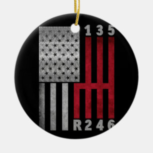 Stick Shift USA Vlag spierwagen 6 tandwielen Mecha Keramisch Ornament