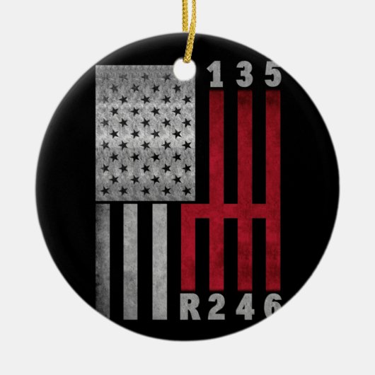 Stick Shift USA Vlag spierwagen 6 tandwielen Mecha Keramisch Ornament (Voorkant)