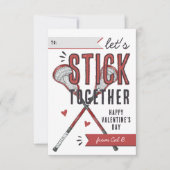 Stick Together Lacrosse Classroom Valentine Card Kaart (Voorkant)