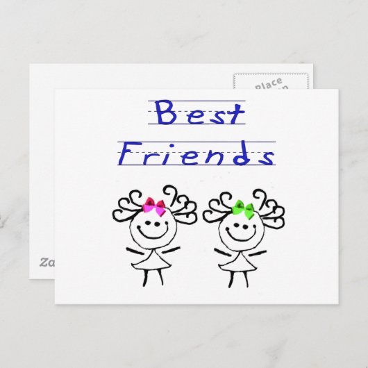 Stick vind beste vrienden briefkaart (Voorkant / Achterkant)