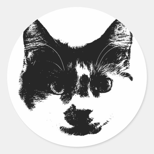 Stick with Chaos  – Ink Cat  Ronde Sticker (Voorkant)