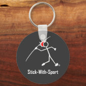 Stick with Sport Javelin Stickman Red Dark Sleutelhanger (Voorkant)