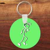 Stick-with-Sport Runner Stickman Green tones Sleutelhanger (Voorkant)