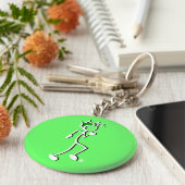 Stick-with-Sport Runner Stickman Green tones Sleutelhanger (Zijkant)