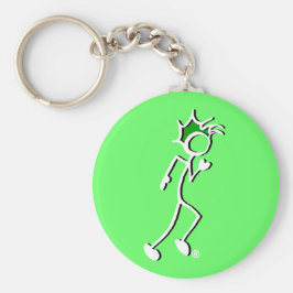 Stick-with-Sport Runner Stickman Green tones Sleutelhanger