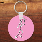 Stick-with-Sport Runner Stickman roze tonen Sleutelhanger (Voorkant)