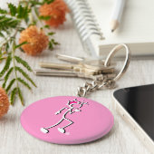 Stick-with-Sport Runner Stickman roze tonen Sleutelhanger (Zijkant)