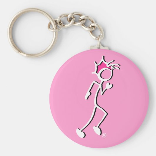 Stick-with-Sport Runner Stickman roze tonen Sleutelhanger (Voorkant)