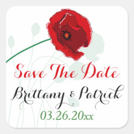 sticker 1.5"Huwelijksbrug 2 | rode papaver | Zwart