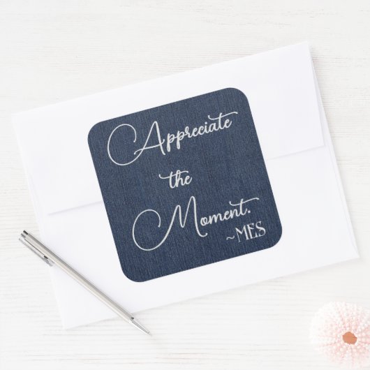 Sticker 3-in blauw, monogram en positieve bevestig (Envelop)