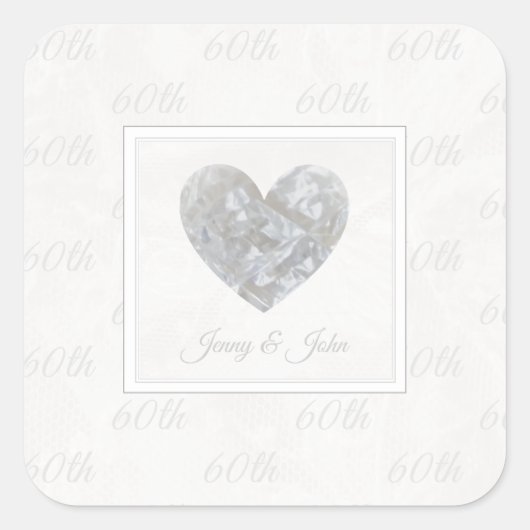 sticker 60e Diamond Wedding trouwdag (Voorkant)