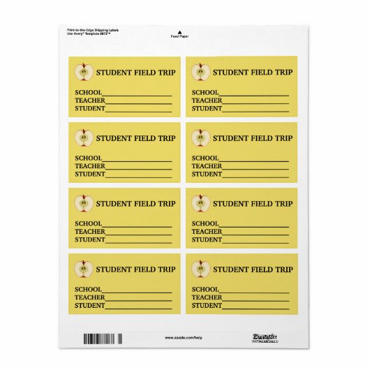 Sticker Aangepaste naam schoolveldreis (Full Sheet)