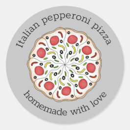 sticker aangepaste tekst klassieke ronde pizza