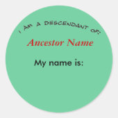 Sticker - Afstammeling van ... (Voorkant)