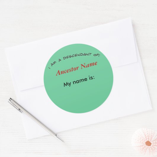 Sticker - Afstammeling van ... (Envelop)