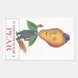 Sticker Antiek Antrhopomorf Fruit Peer Man Pun