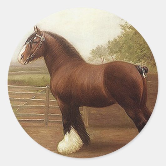 Sticker Antiek Bay Clydesdale Draft Horse Parade (Voorkant)