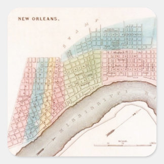 Sticker Antiek New Orleans NOLA Map Pastel Shades