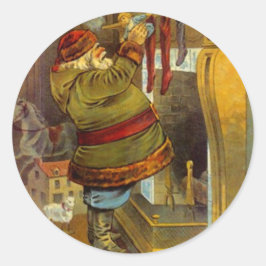 Sticker Antiek Pine Groen Pak Santa Christmas