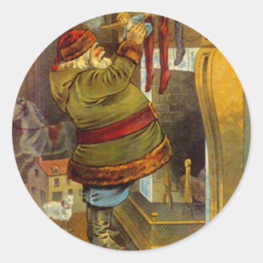 Sticker Antiek Pine Groen Pak Santa Christmas (Voorkant)