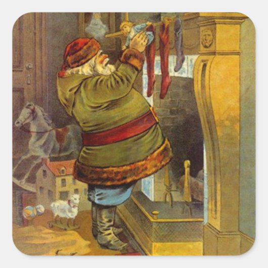Sticker Antiek Pine Groen Pak Santa Christmas (Voorkant)