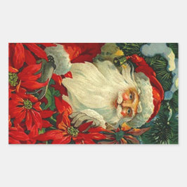 Sticker Antiek Poinsettia Santa Christmas Forest
